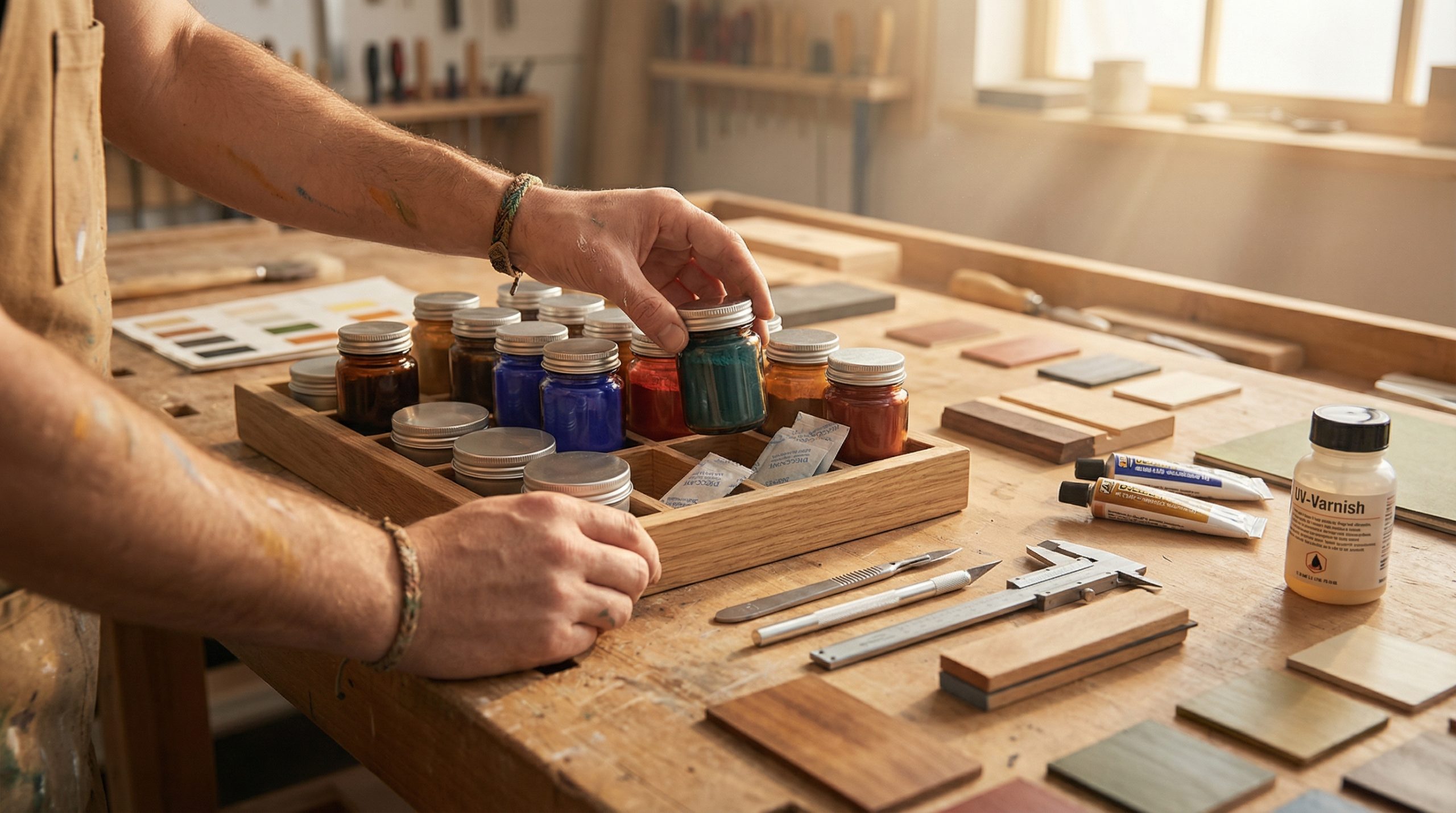 Bancada organizada preserva Materiais e Técnicas