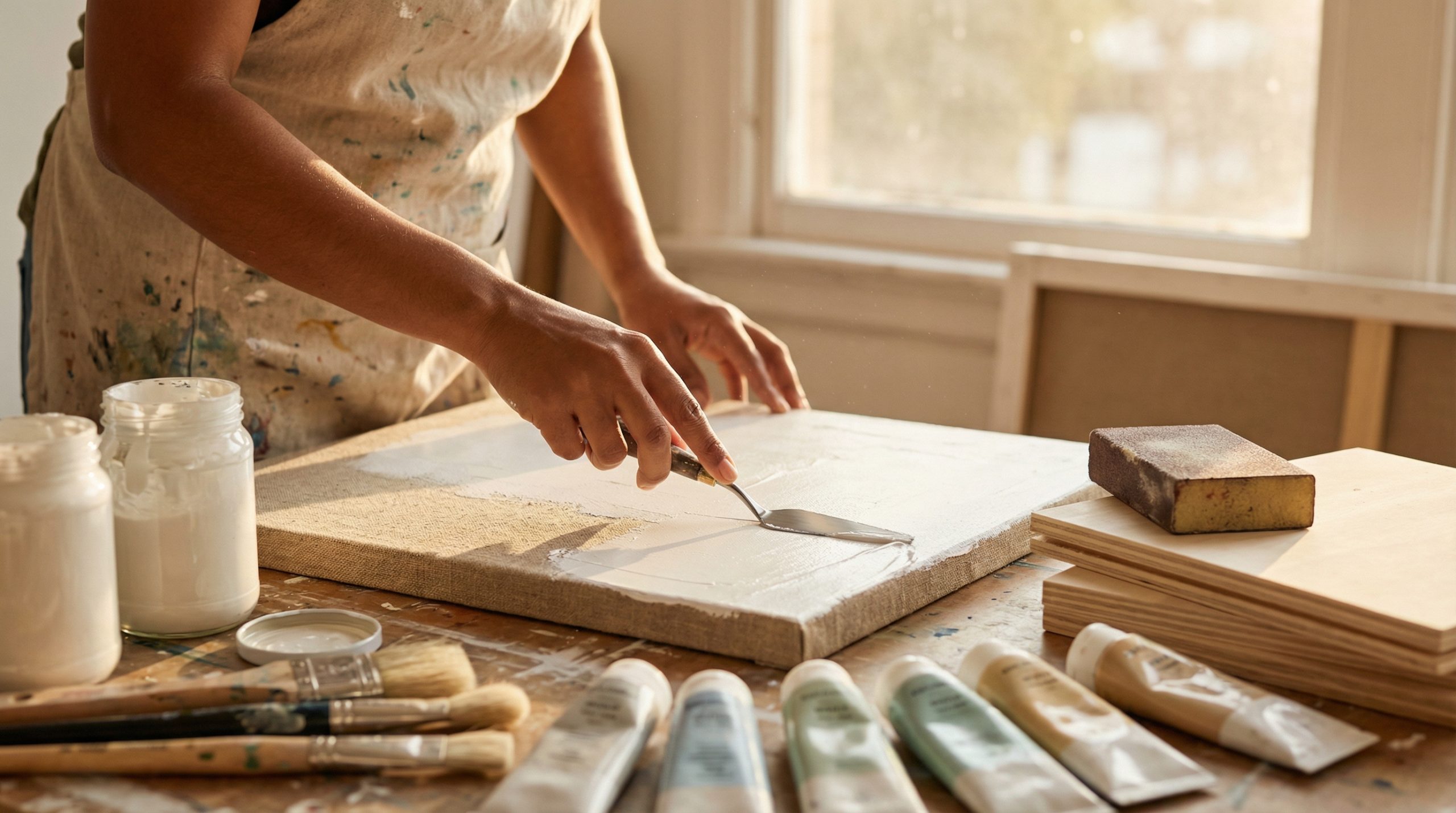 Gesso acrílico cria fundos lisos para Pintura e Arte