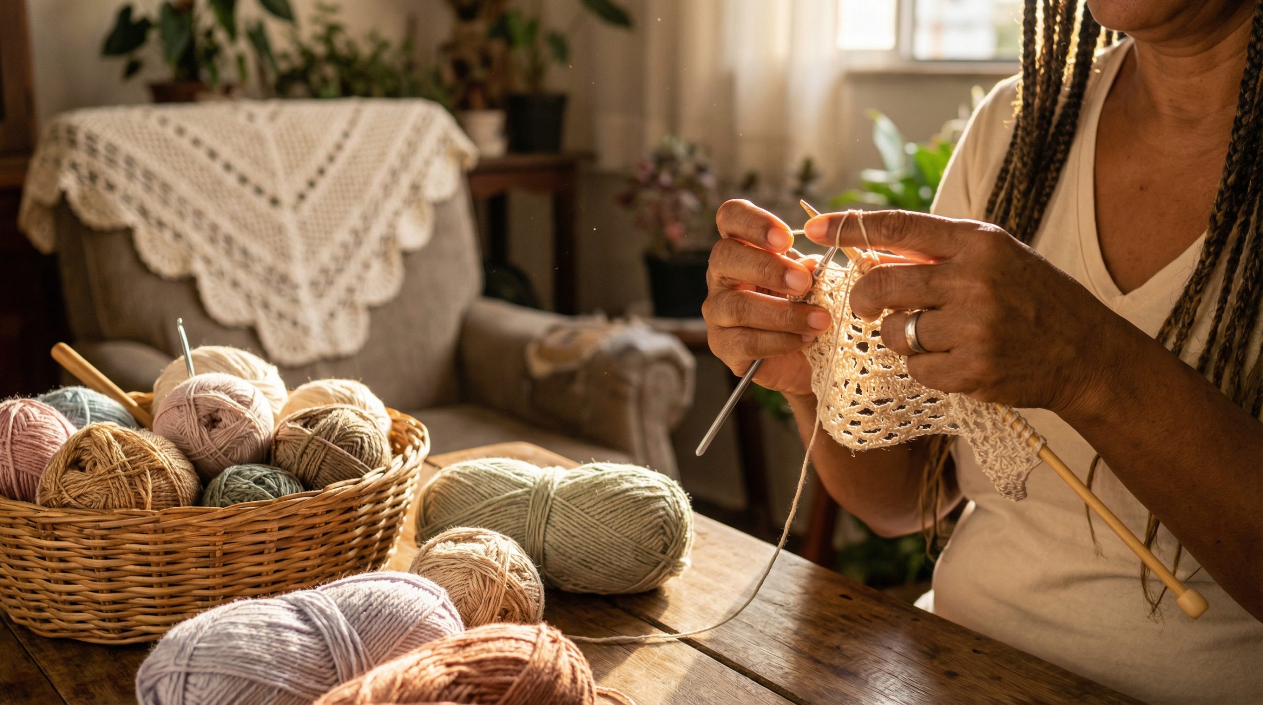 Pontos complexos não exigem fios caros de Crochê e Tricô