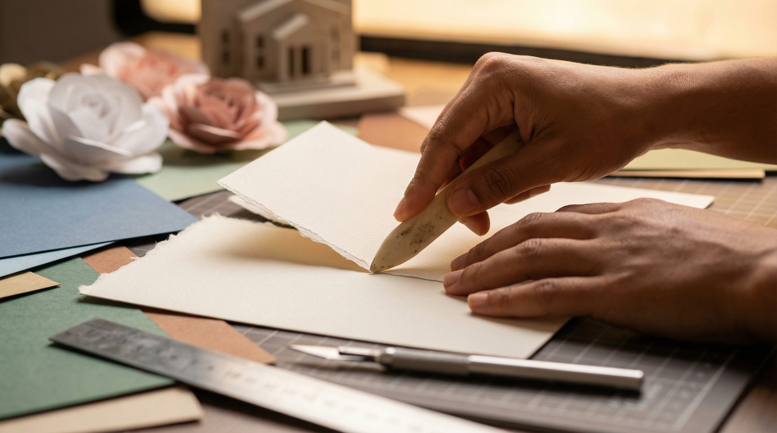 Sem dobradeira — Você quebra a fibra no Papel e Recorte