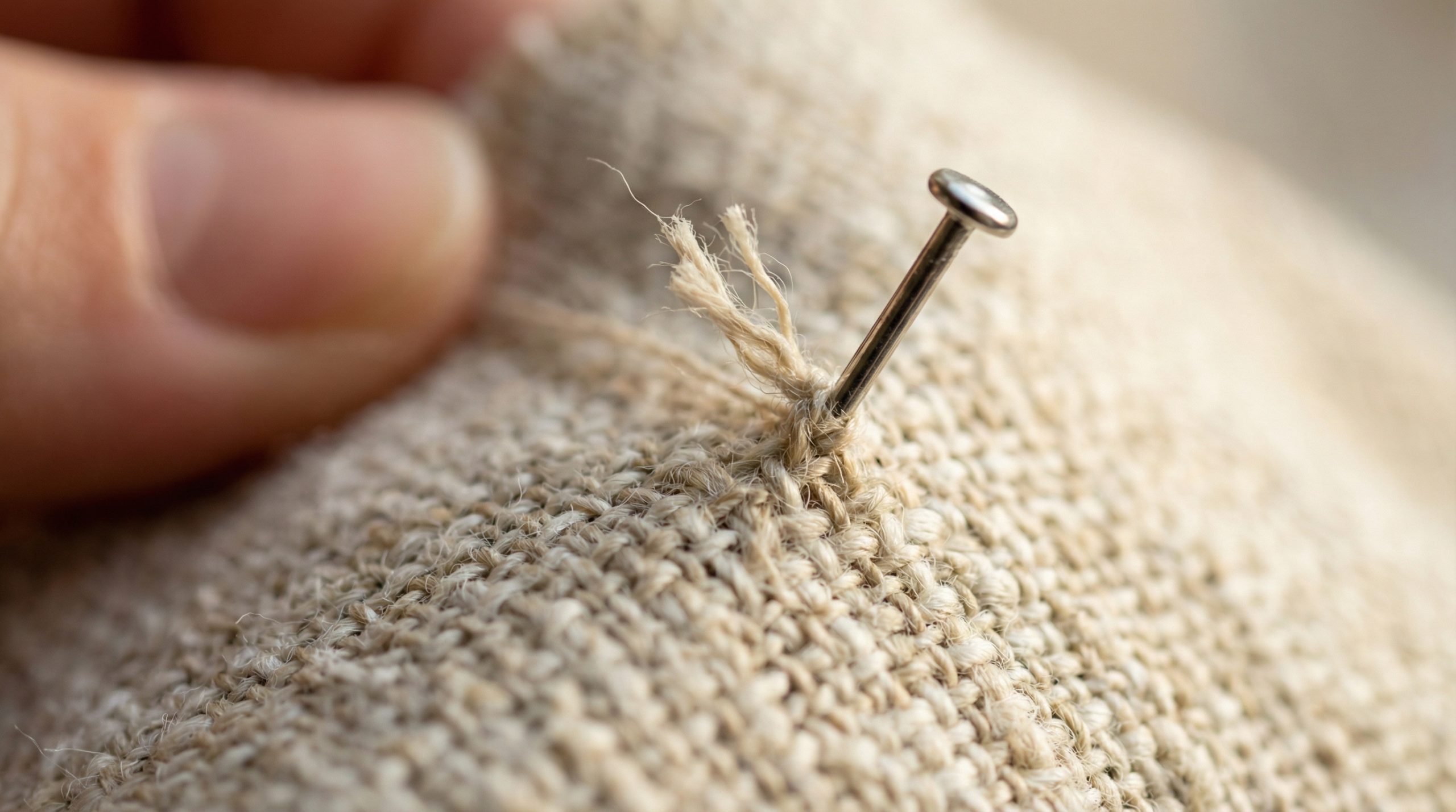 Alfinetes cegos repuxam a trama na Costura e Tecido - 2