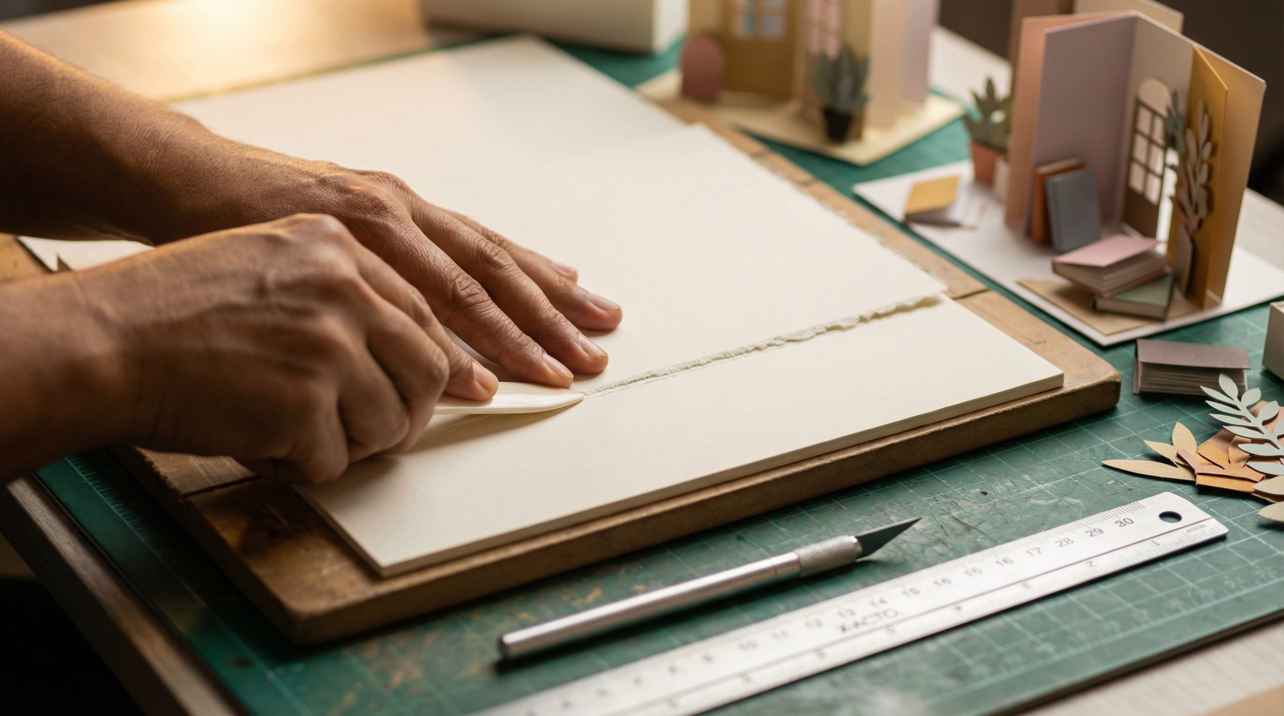 Vincar a folha evita rachaduras no Papel e Recorte