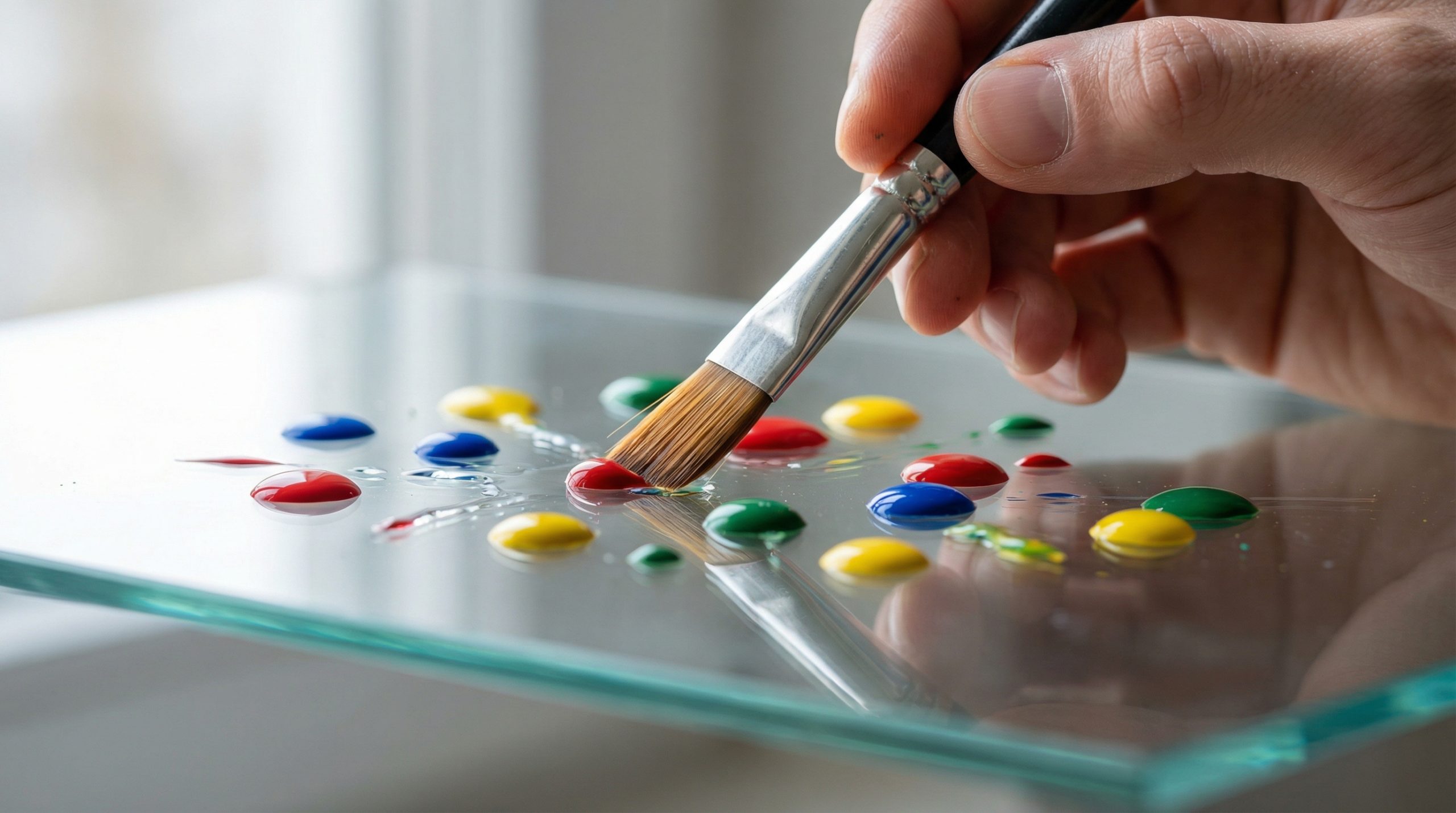 Vidro não tratado repele tintas de Pintura e Arte - 2