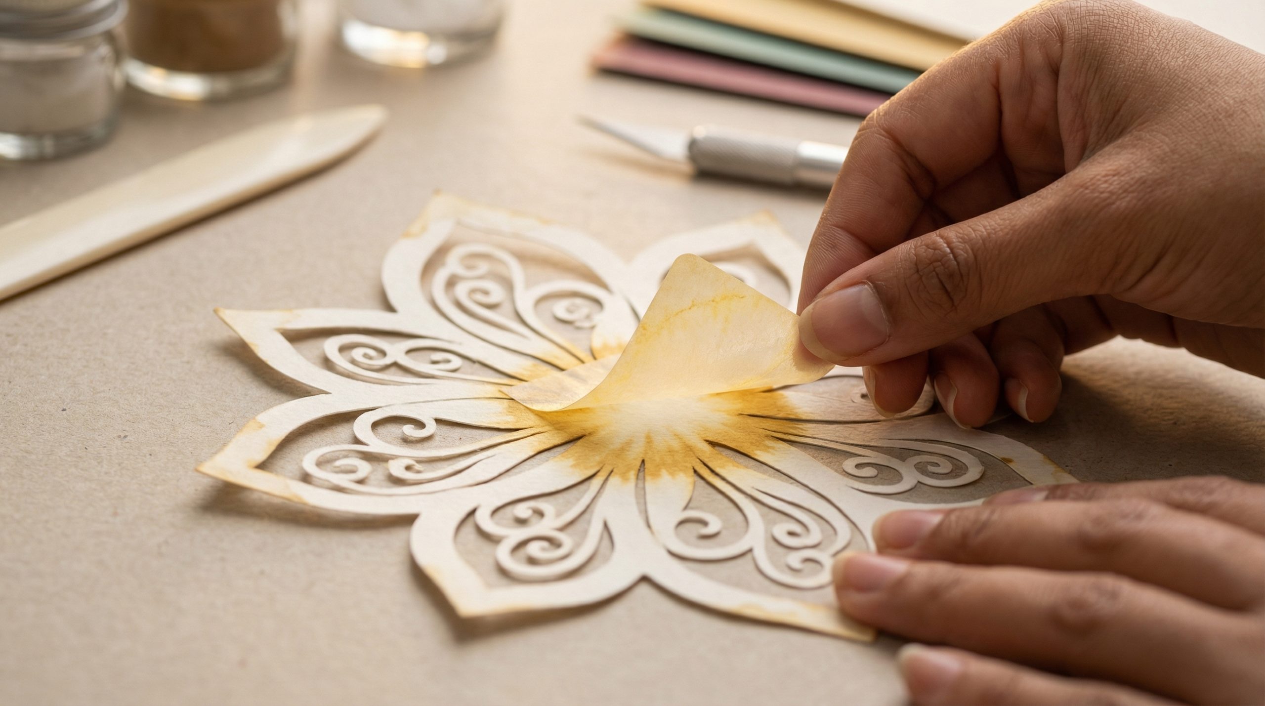 Adesivos ácidos amarelam a obra em Papel e Recorte — Evite